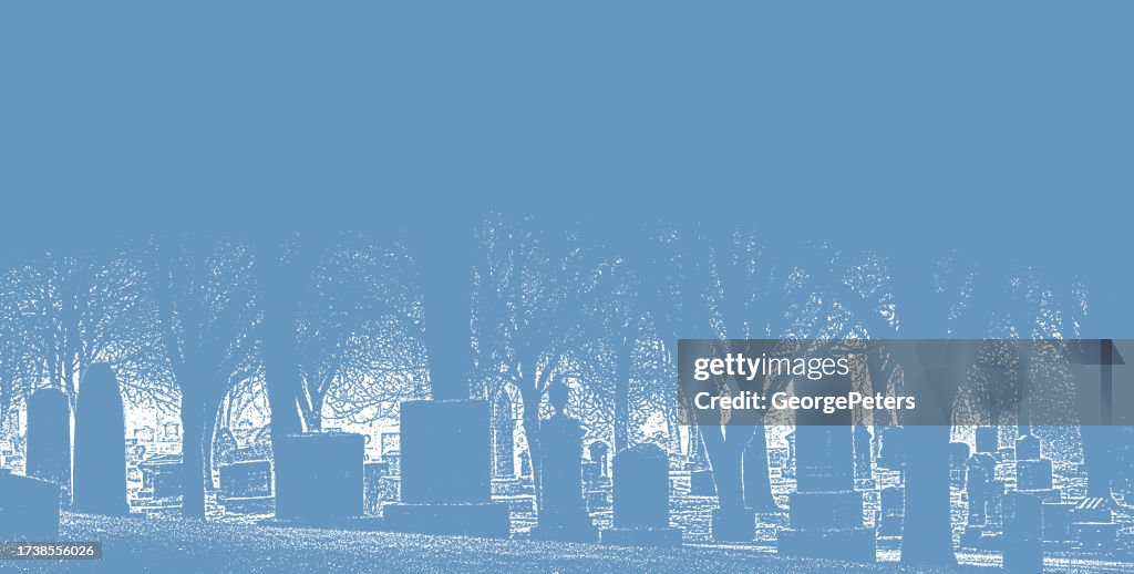 Spooky cemetery at night