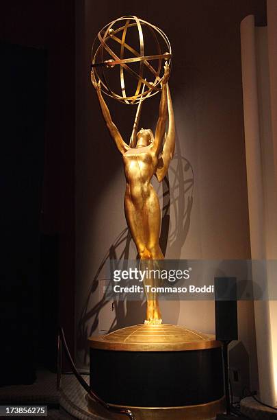 The Emmy Statuette is displayed at the 65th Primetime Emmy Awards nominations at the Television Academy's Leonard H. Goldenson Theatre on July 18,...