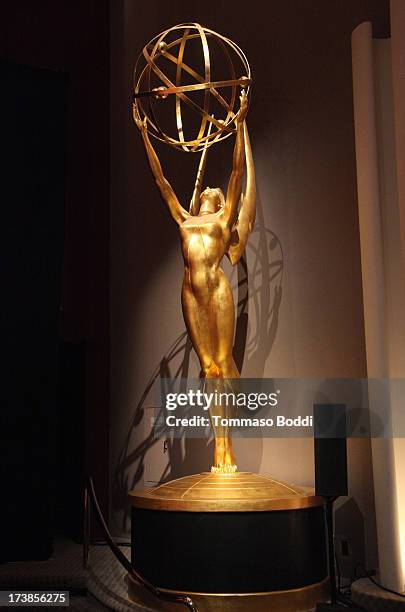 The Emmy Statuette is displayed at the 65th Primetime Emmy Awards nominations at the Television Academy's Leonard H. Goldenson Theatre on July 18,...