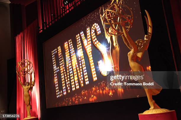 The Emmy Statuette is displayed at the 65th Primetime Emmy Awards nominations at the Television Academy's Leonard H. Goldenson Theatre on July 18,...