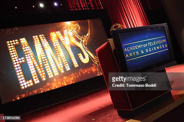 General view of the atmosphere at the 65th Primetime Emmy Awards nominations at the Television Academy's Leonard H. Goldenson Theatre on July 18,...