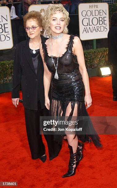 Actress Sharon Stone attends the 60th Annual Golden Globe Awards at the Beverly Hilton Hotel on January 19, 2003 in Beverly Hills, California.