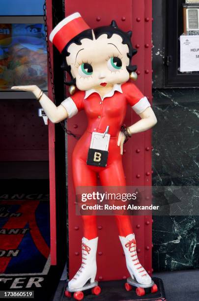 Lifesize model of Betty Boop attracts customers to the Golden Gate Grill in San Francisco, California.