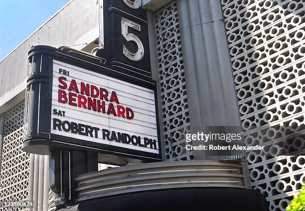 The marquee in front of Bimbo's 365 Club in San Francisco advertises an appearance by comedienne and singer Sandra Bernhard. The Columbus Avenue club...