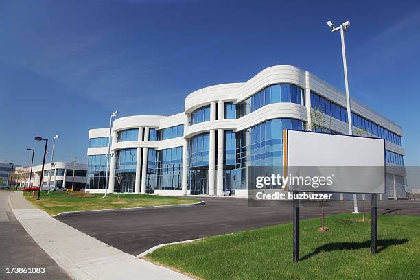 industrial real estate with sign - headquarters stock pictures, royalty-free photos & images