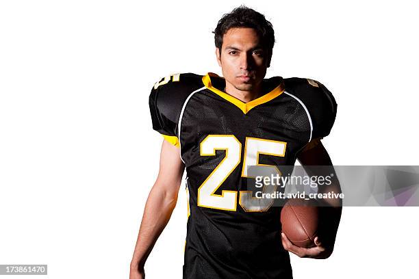 isolierte porträts-football-spieler - quarterback stock-fotos und bilder