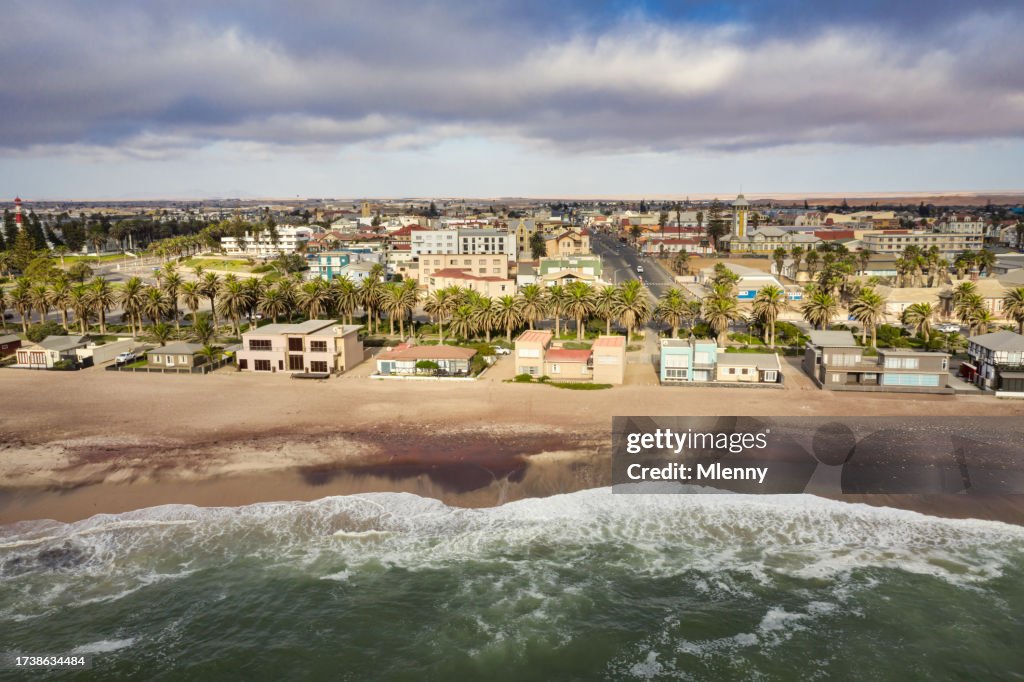 Namibia Swakopmund Beach and Coast to Atlantic Ocean Drone View