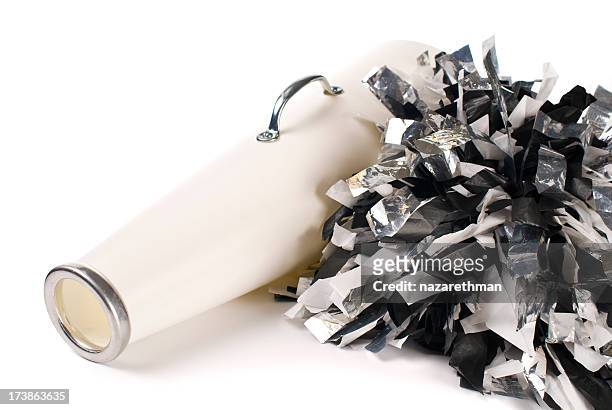 cheerleader megaphone - white pom pom stock pictures, royalty-free photos & images
