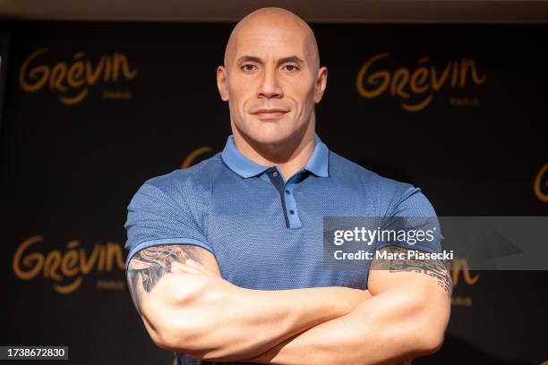 The Dwayne Johnson wax figure is unveiled at Musee Grevin on October 16, 2023 in Paris, France.