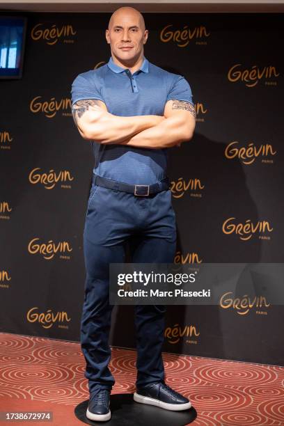 The Dwayne Johnson wax figure is unveiled at Musee Grevin on October 16, 2023 in Paris, France.