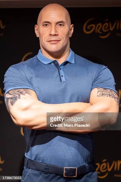 The Dwayne Johnson wax figure is unveiled at Musee Grevin on October 16, 2023 in Paris, France.