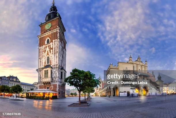 gothic town hall tower, krakow, poland - town hall tower stock pictures, royalty-free photos & images
