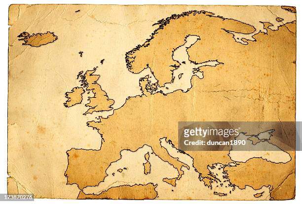 grunge map of europe - map europe stock pictures, royalty-free photos & images