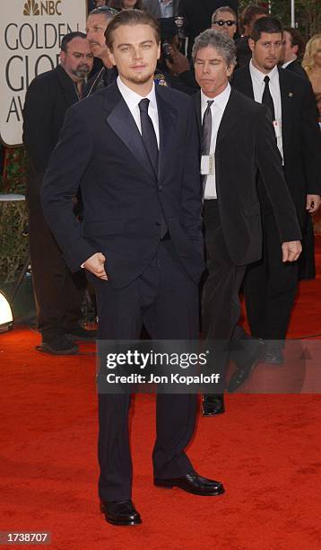 Actor Leonardo DiCaprio attends the 60th Annual Golden Globe Awards at the Beverly Hilton Hotel on January 19, 2003 in Beverly Hills, California.