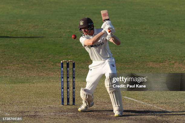 Cameron Bancroft of Western Australia bats during Day 2 of the Sheffield Shield match between Western Australia and Tasmania at the WACA, on October...