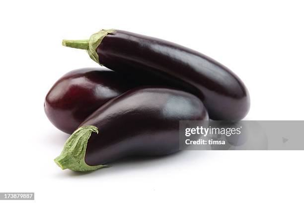 eggplants isolated - aubergine stock pictures, royalty-free photos & images