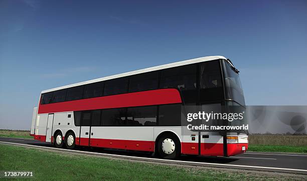 blue sky over bus transportation - coach bus stock pictures, royalty-free photos & images