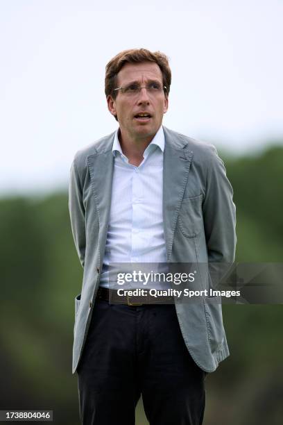 Jose Luis Martinez-Almeida, Mayor of Madrid looks on Day Four of the acciona Open de Espana presented by Madrid at Club de Campo Villa de Madrid on...