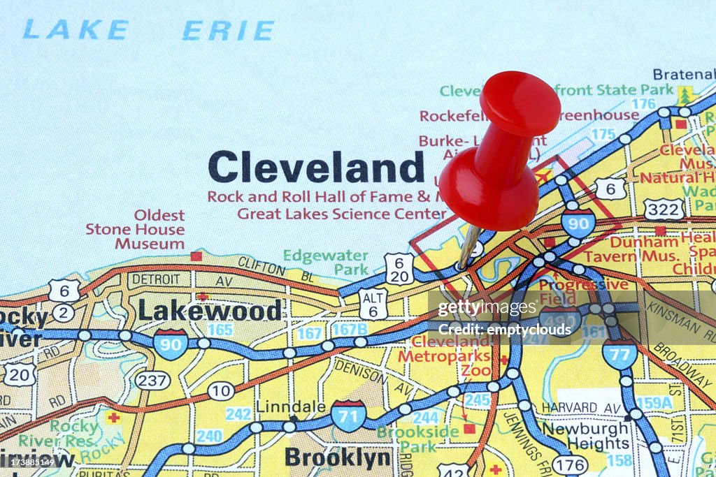 Cleveland, Ohio su una mappa.