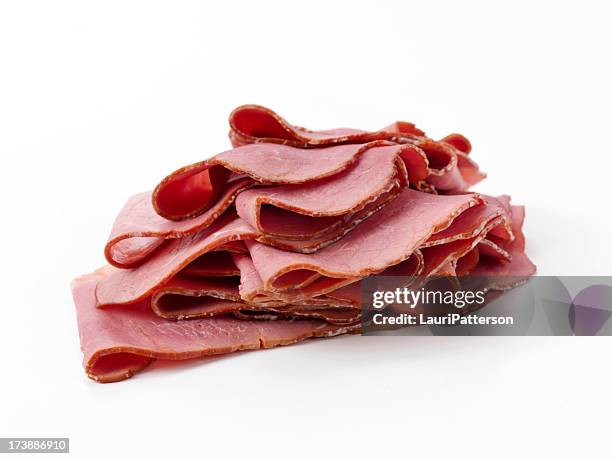 sliced pastrami - smoked stock pictures, royalty-free photos & images