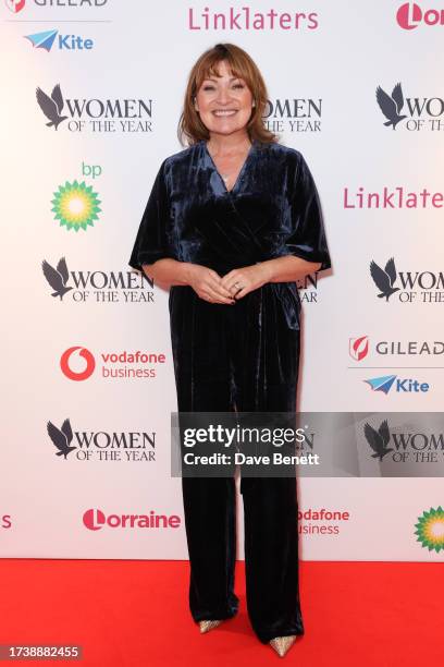 Lorraine Kelly attends the Women of the Year Lunch & Awards at The Royal Lancaster Hotel on October 16, 2023 in London, England. The awards recognise...