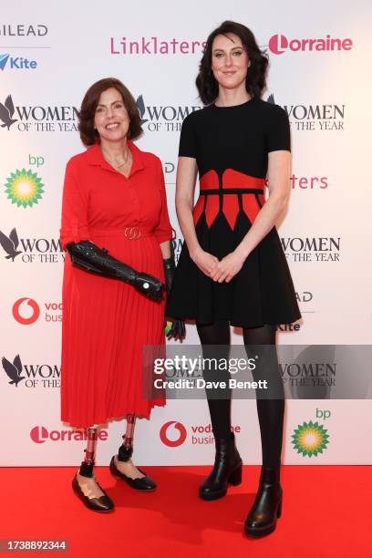 Kath Tregenna and Samantha Payne attend the Women of the Year Lunch & Awards at The Royal Lancaster Hotel on October 16, 2023 in London, England. The...