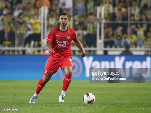 Faouzi Ghoulam of Hatayspor controls the ball during the Turkish Super League match between Fenerbahce SK and Hatayspor on October 22, 2023 in...