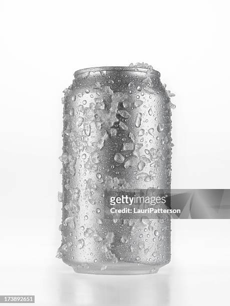 can of beer covered in ice - drinks can stock pictures, royalty-free photos & images