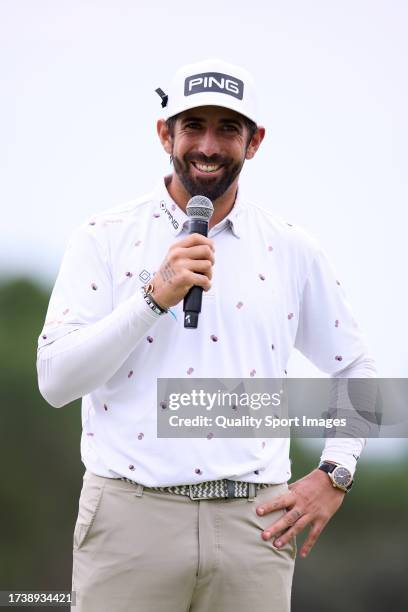 Matthieu Pavon of France his first words after winning trophy the acciona Open de Espana on Day Four of the acciona Open de Espana presented by...