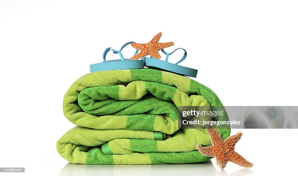 Beach towel flip-flop starfish