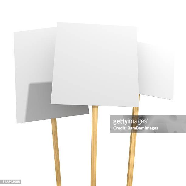 protest placards - placard stockfoto's en -beelden