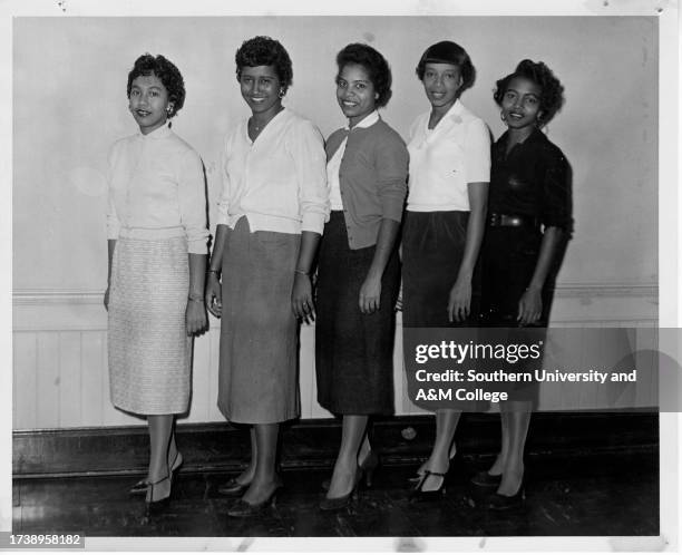 Vanity Fair Contestants and Southern University and A&M College’s students, Lelia S. Tyler, Janette P. Hoston, Janice Aikens, Ruth E. Duckett, and...