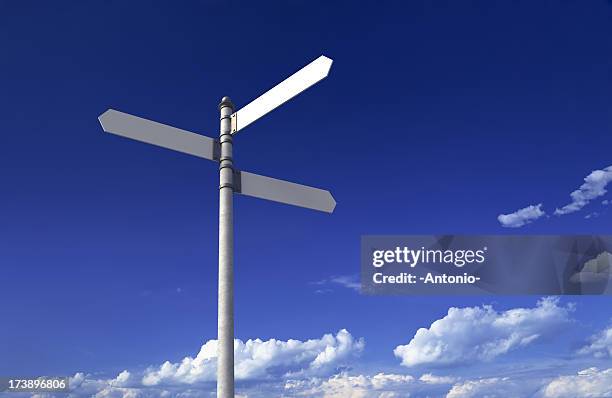 blank signpost - three objects stock pictures, royalty-free photos & images