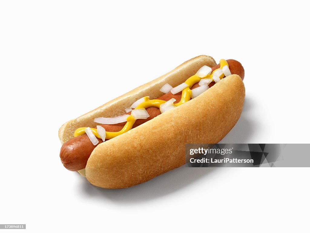 Hot Dog with Mustard and Onions