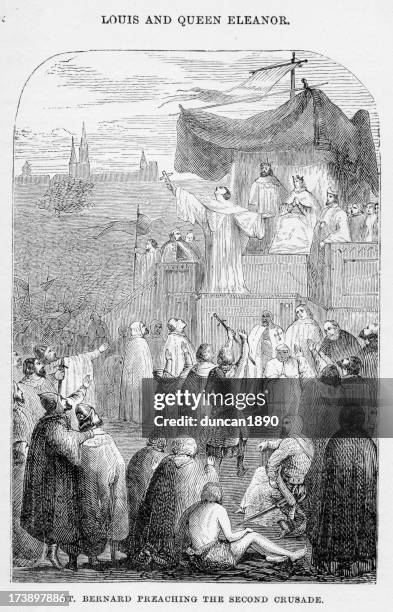 saint bernard preaching the second crusade - eleanor stock illustrations