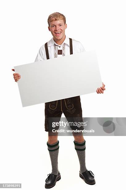 bavarian man in beer fest dress - lederhosen stock pictures, royalty-free photos & images