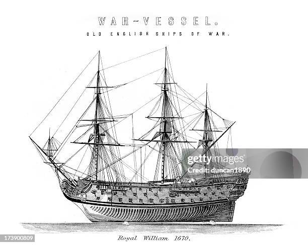 stockillustraties, clipart, cartoons en iconen met scottish navy warship royal william - spinnaker