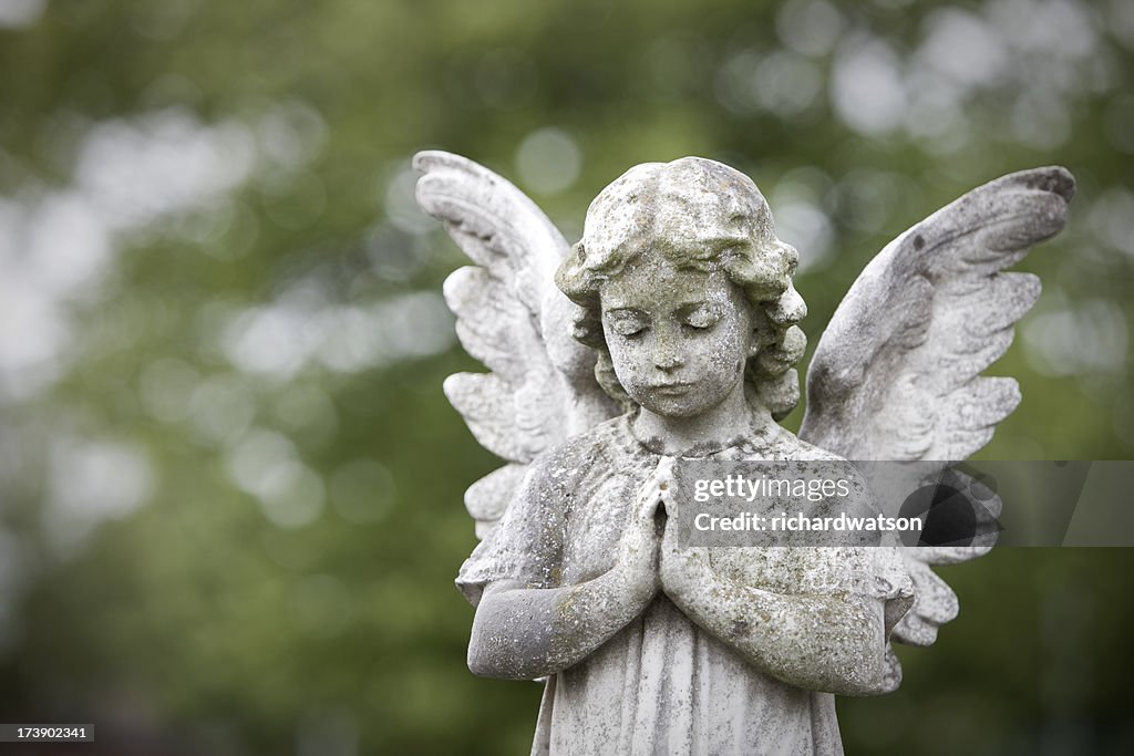 Stone cherub praying