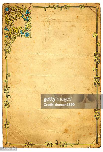 old medieval illuminated frame design - medieval stock illustrations