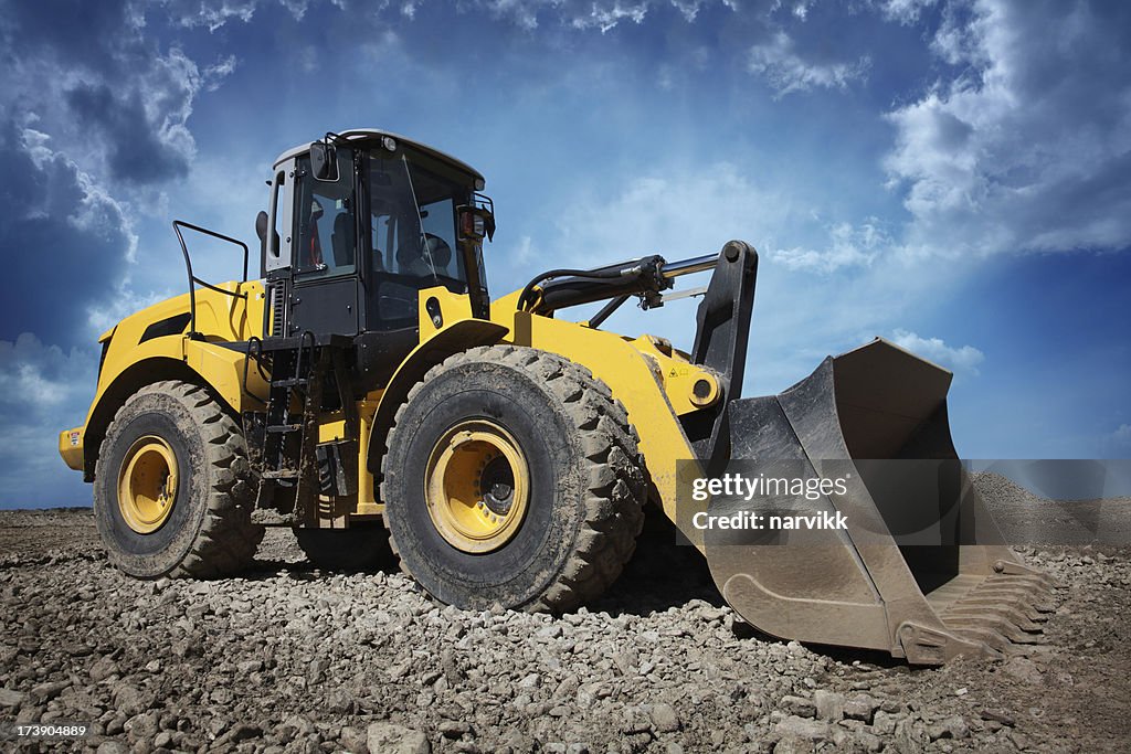 Yellow Bulldozer at Construction Site