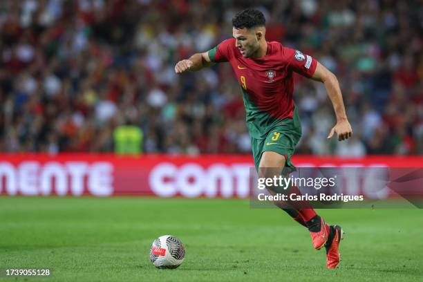 Goncalo Ramos of Portugal during the UEFA EURO 2024 European qualifier match between Portugal and Slovakia at Estadio do Dragao on October 13, 2023...