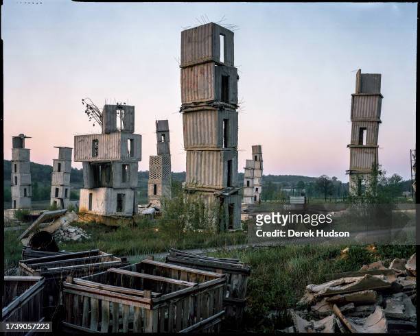 Bleak concrete towers representing Kiefers vision of the Seven Heavenly Palaces, reference to the ancient Hebrew treatise Sefer Hechalot adorn the...