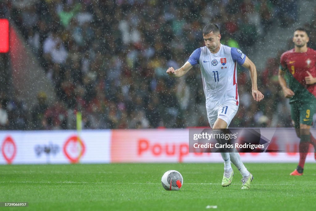 Laszlo Benes of Slovakia during the UEFA EURO 2025 European qualifier