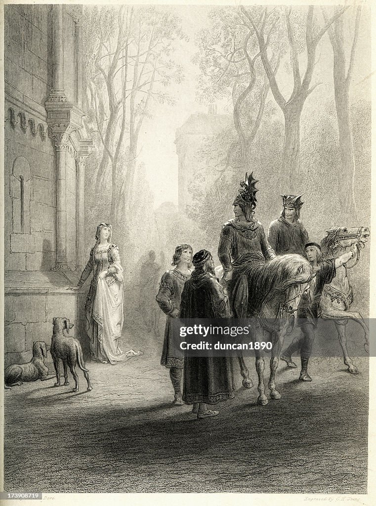 Arthurian legend Sir Lancelot bids adieu to Elaine