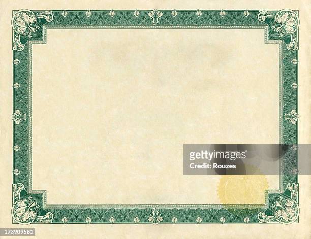 certificate with gold seal - gold seal stock pictures, royalty-free photos & images