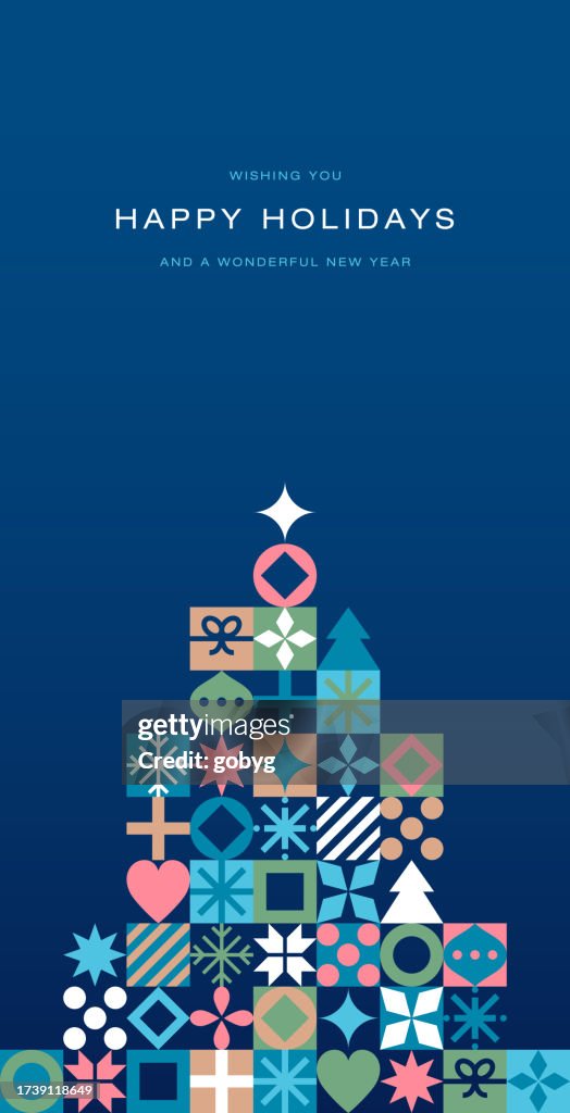 Geometrische Weihnachtsbaum-Grußkarte