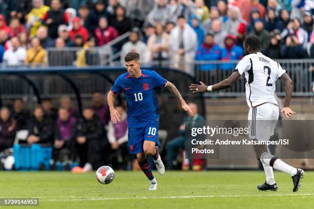 Christian Pulisic of United States Mens National Team on the attack during an international friendly game between Germany and United States at Pratt...