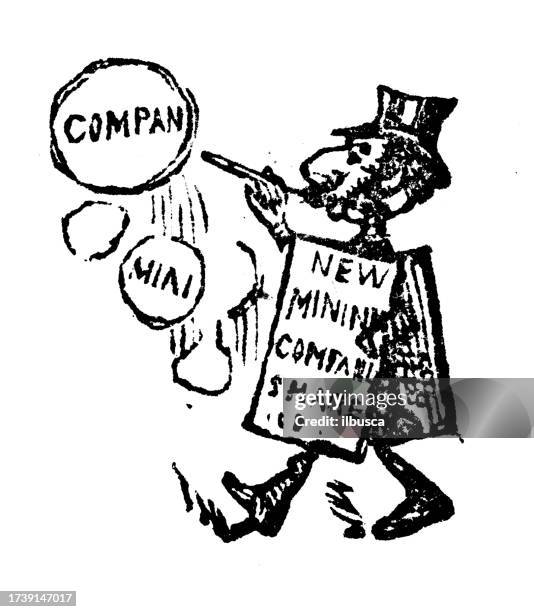 british satire caricature comic cartoon illustration - sandwich board stock illustrations
