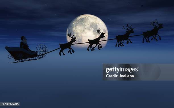 santa and sleigh - sleigh stock pictures, royalty-free photos & images