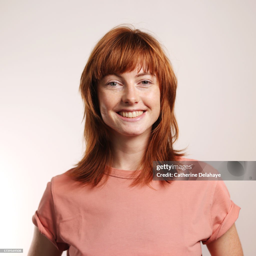 Portrait of a beautiful red hair mid adult woman - Studio photo